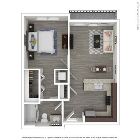 this is a 3d floor plan of a 1128 sq ft apartment